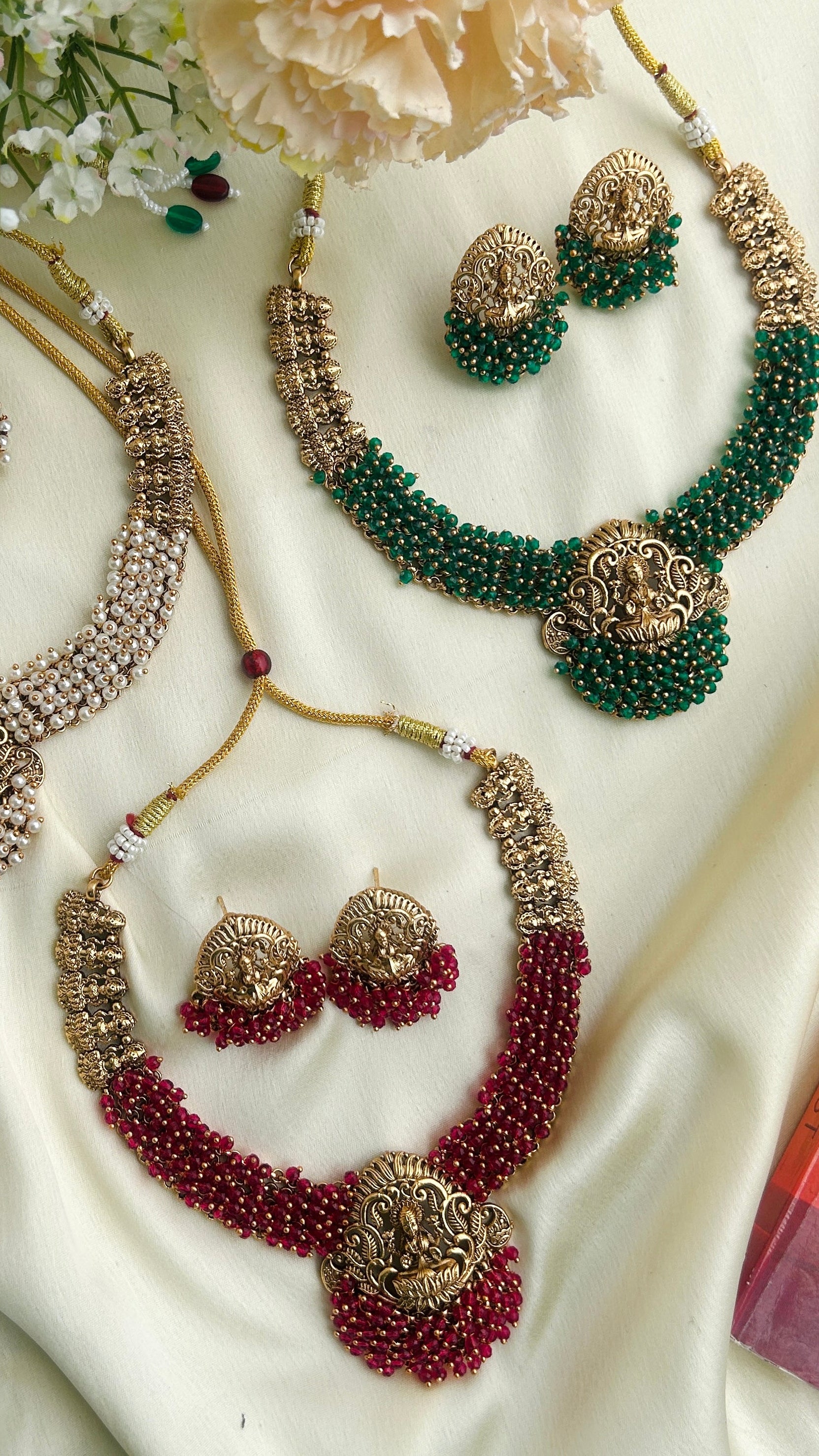 Crystal beaded Lakshmi necklace