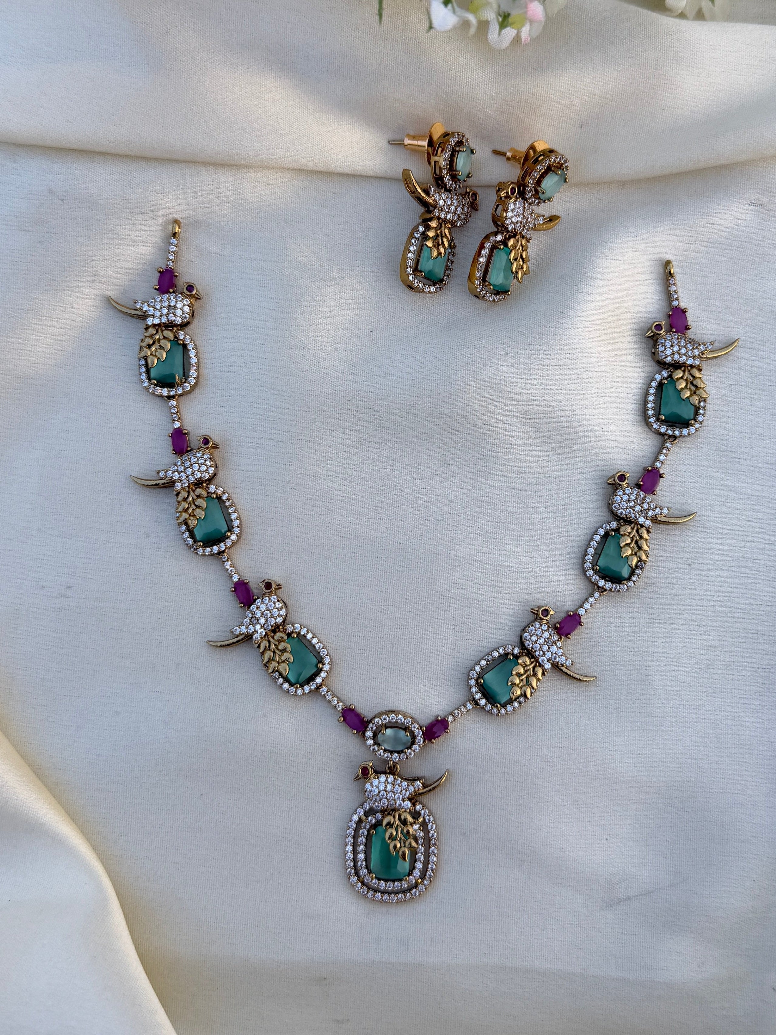 Elegant Turquoise AD necklace (EK059)