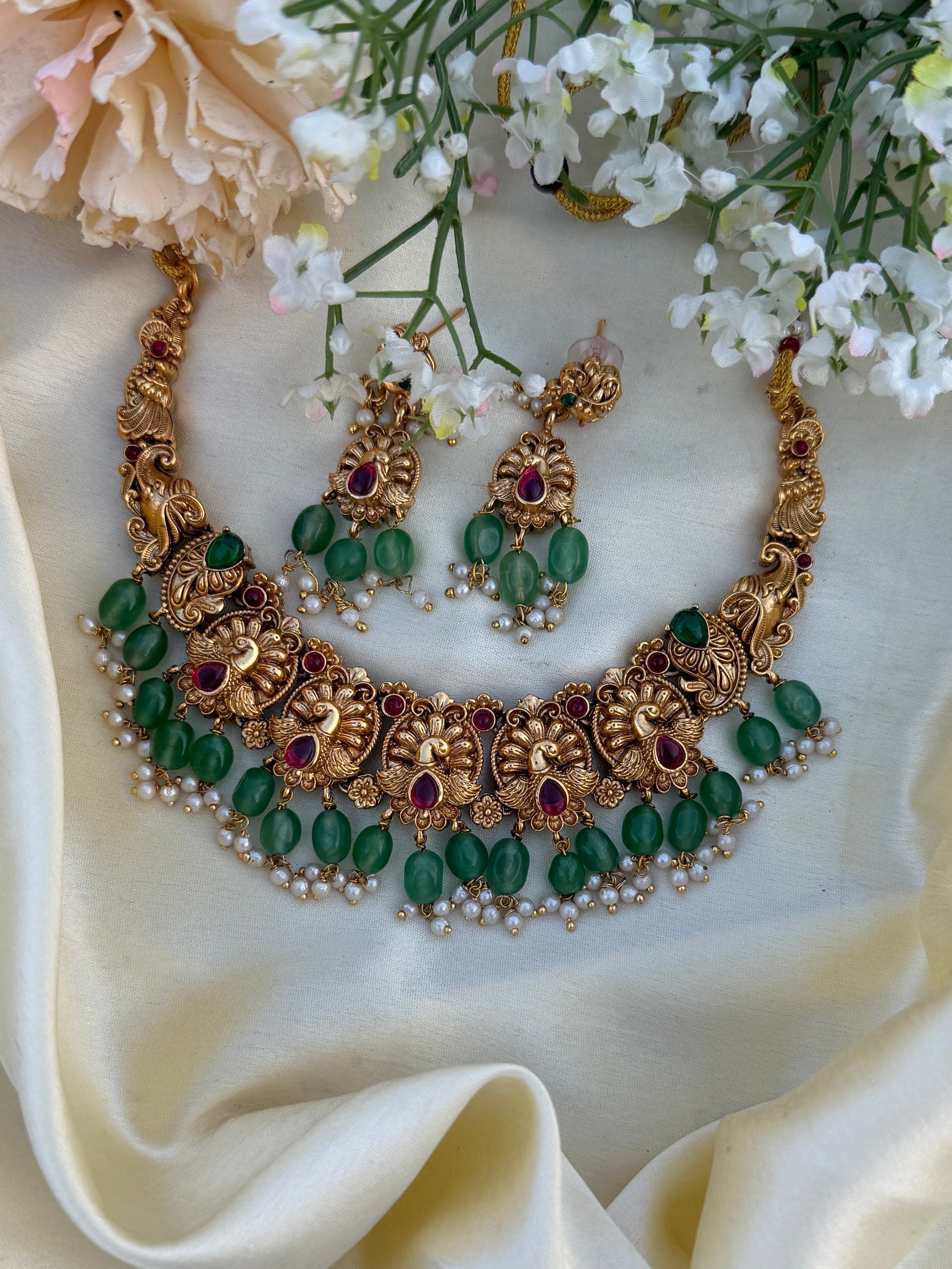 Antique peacock necklace