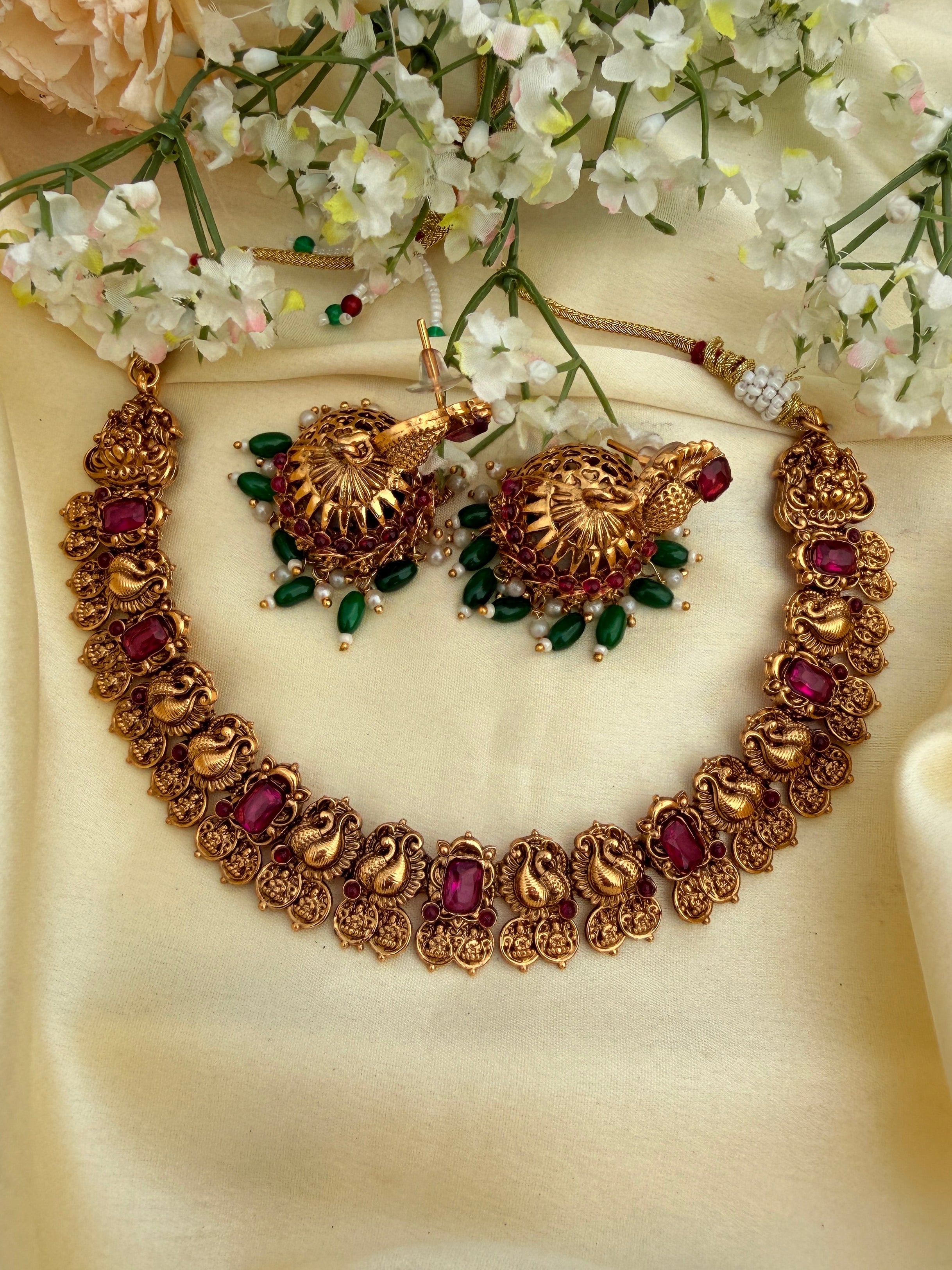 Antique Kasu peacock necklace